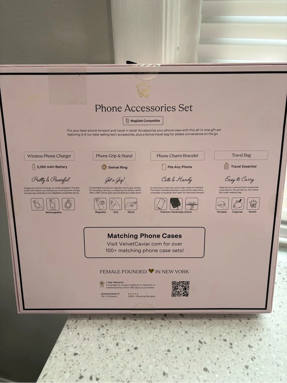 NEW IN BOX- Velvet Caviar Beige Check Phone Accessories Set
